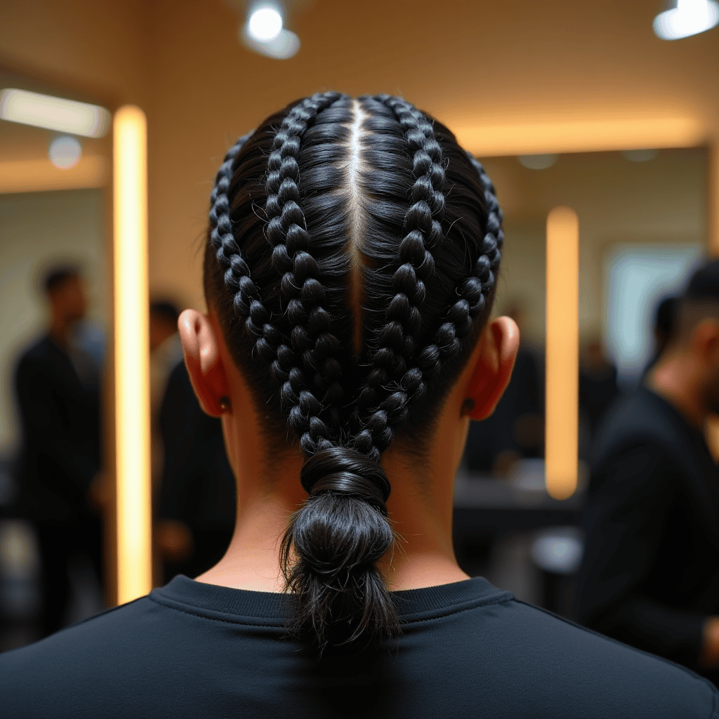 Box Braid Man Bun