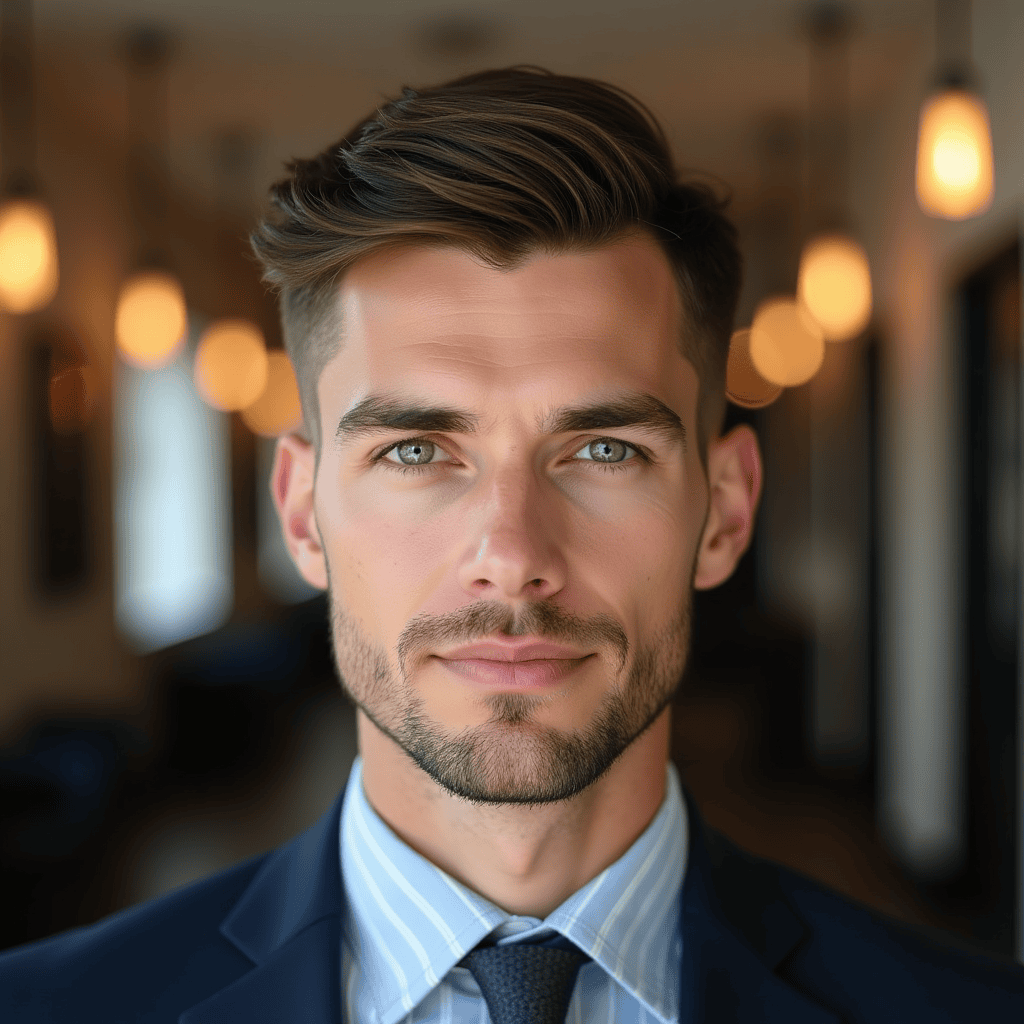 Temple Fade With Side Part