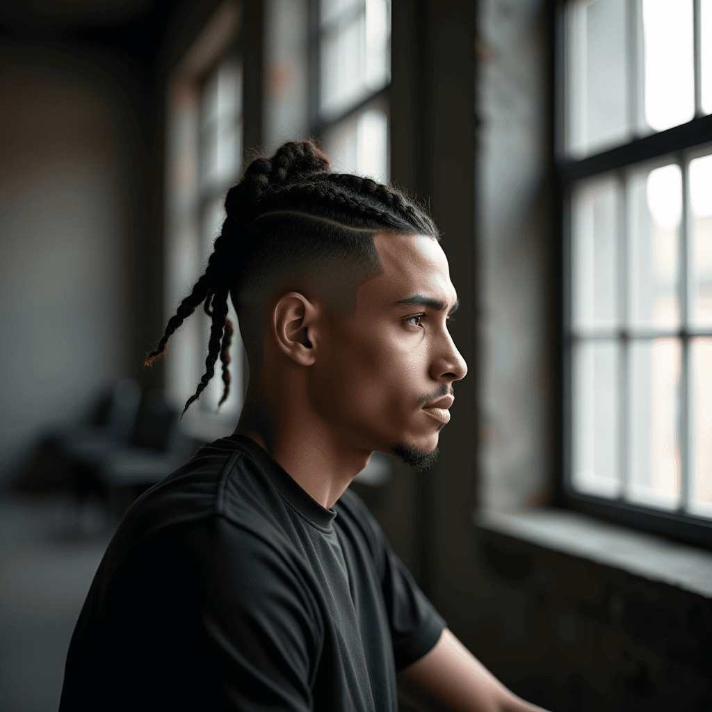 Temple Fade With Two-Strand Twists