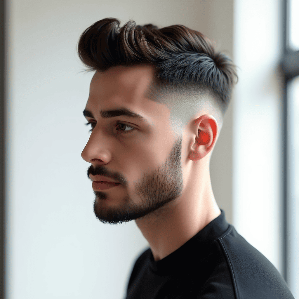 Temple Fade With Short Quiff