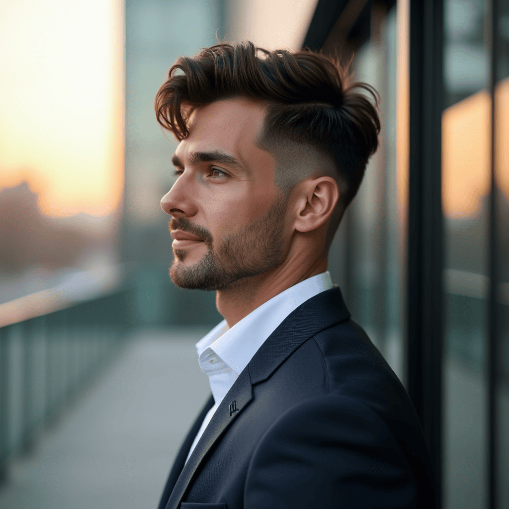Temple Fade With Brushed-Back Waves