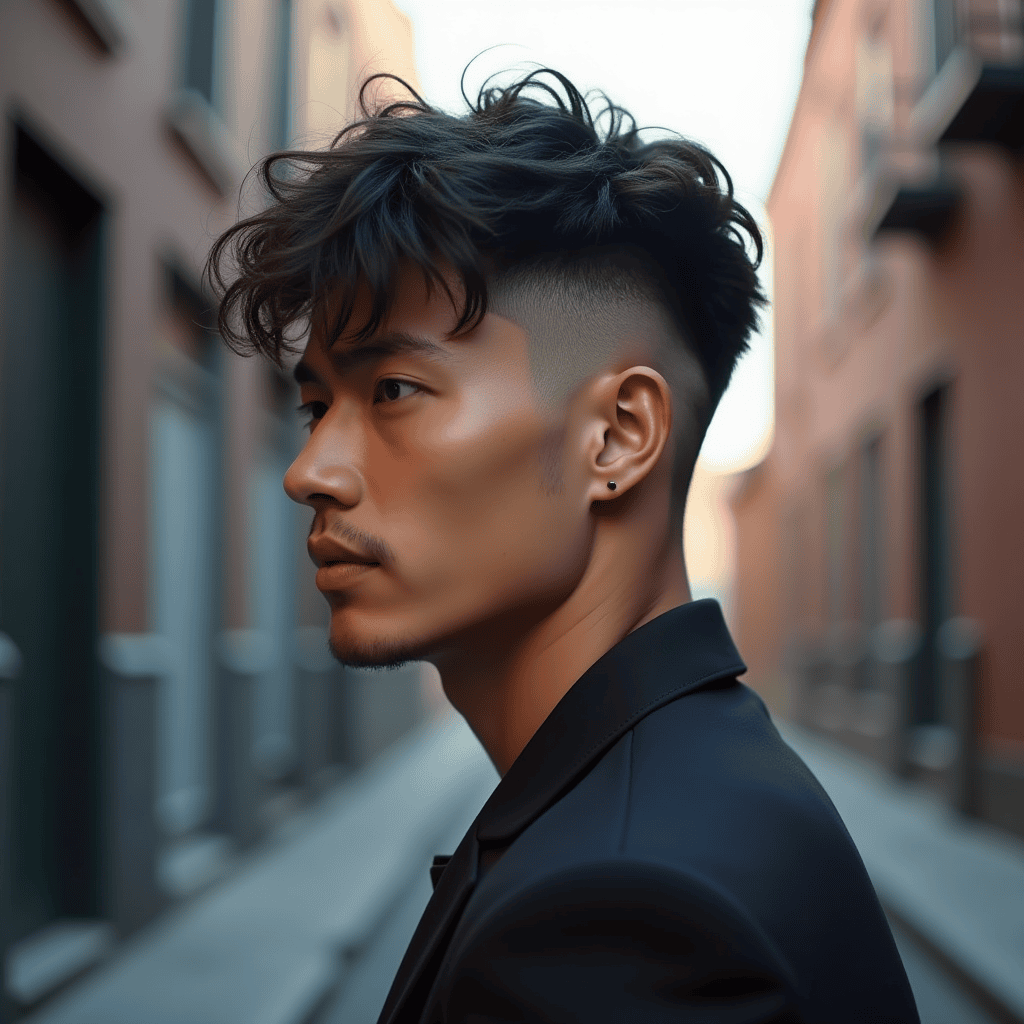 Temple Fade With Modern Mullet