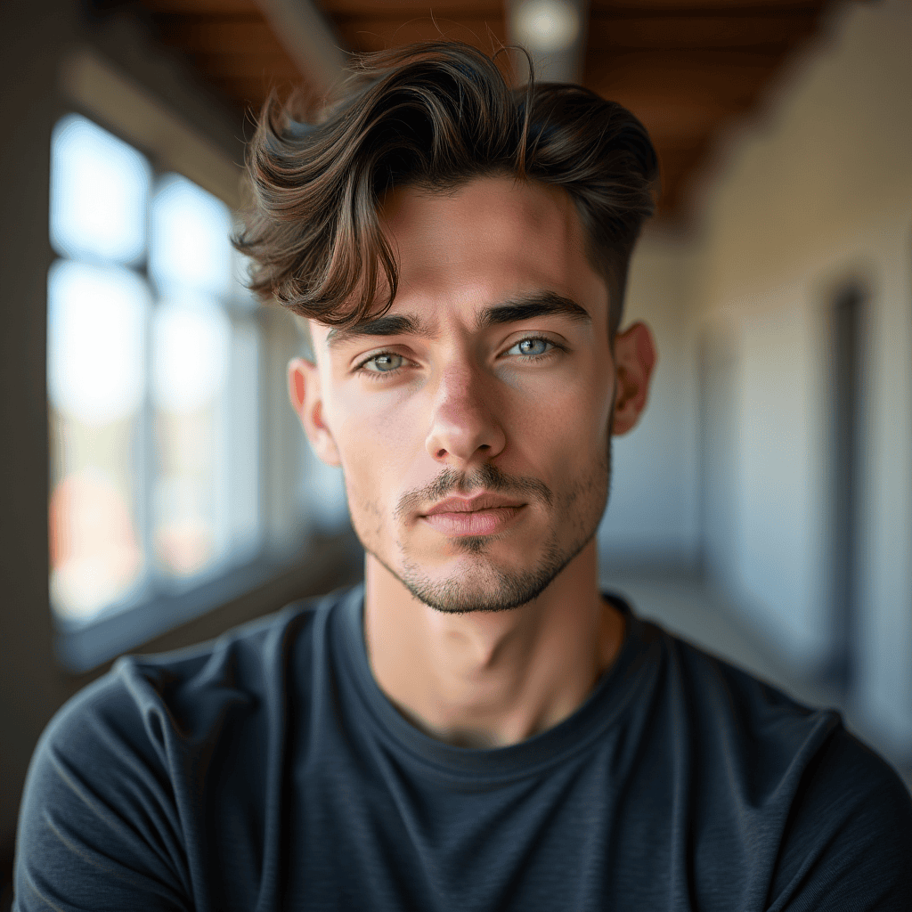 Temple Fade With Long Textured Top