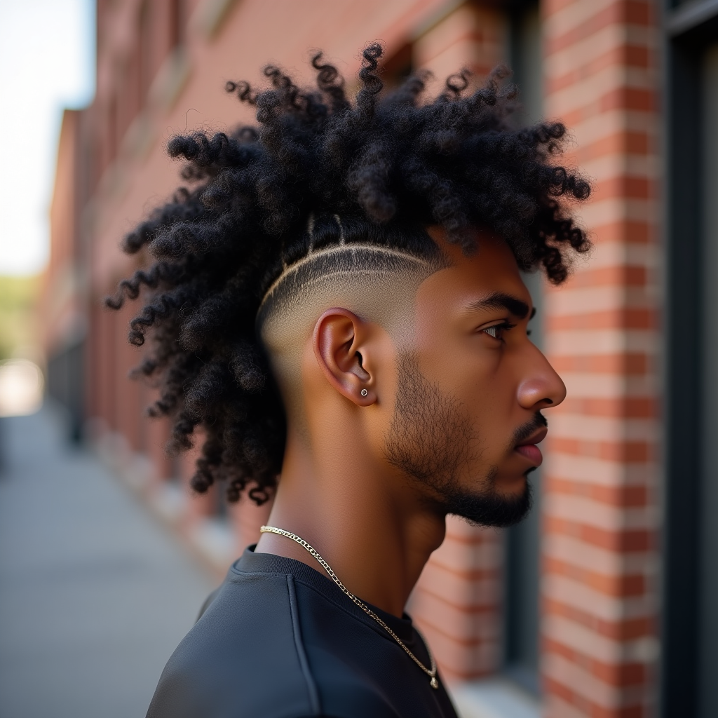 Curly Mullet Burst Fade