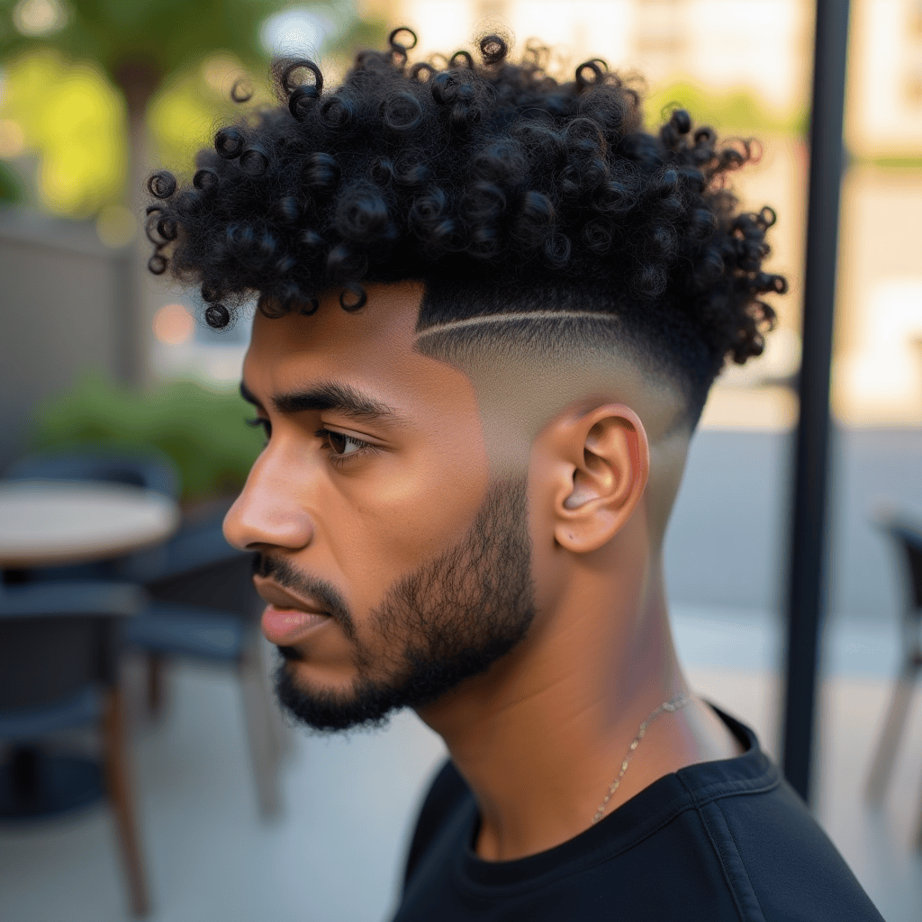 Curly Top Drop Fade