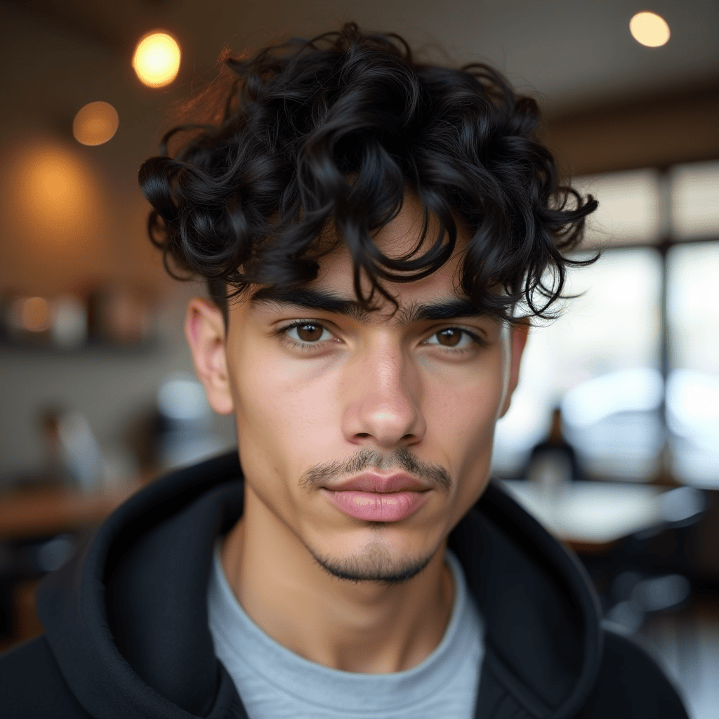 Curly Fringe Drop Fade