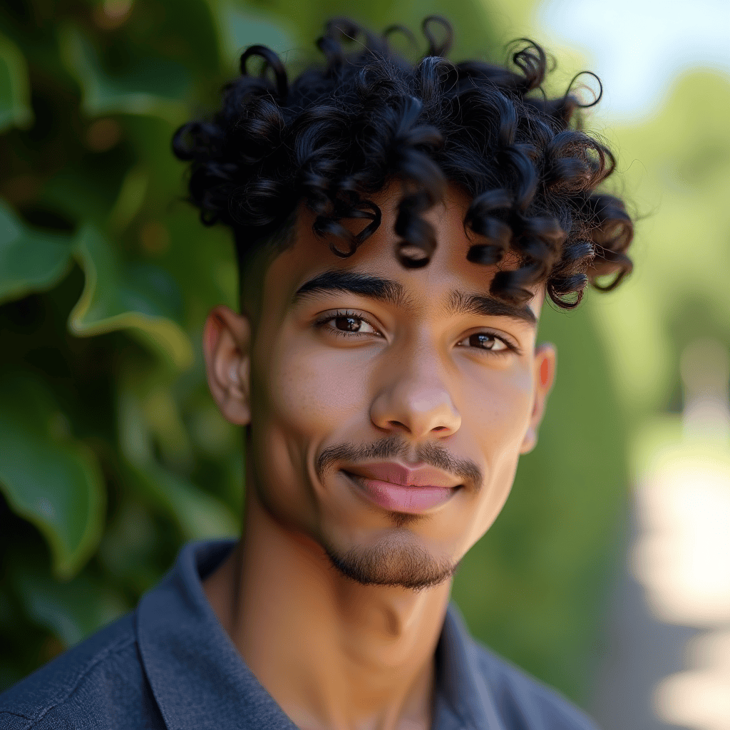 Curly Top Mid Fade