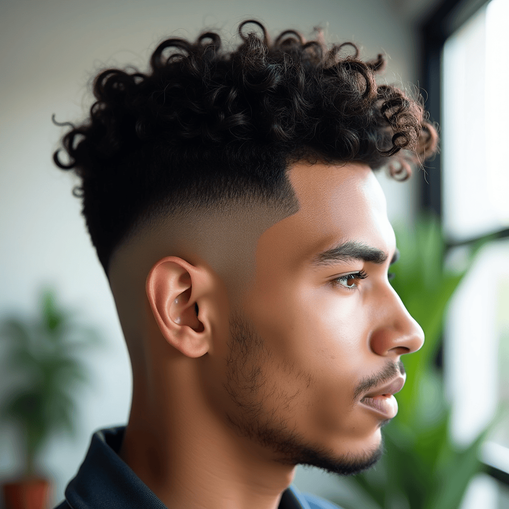 Curly Top High Fade