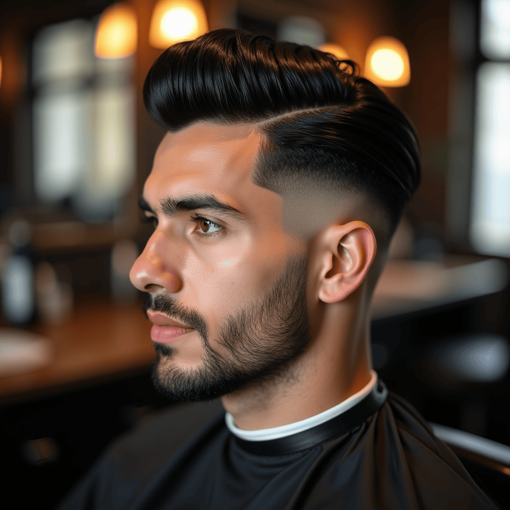 Slick Back with High Fade