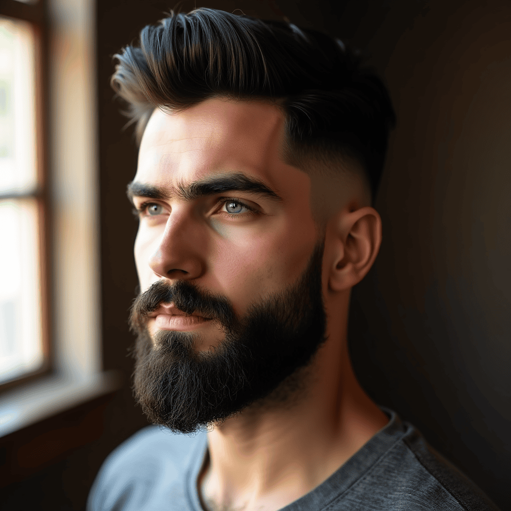 High Fade with Beard Blend