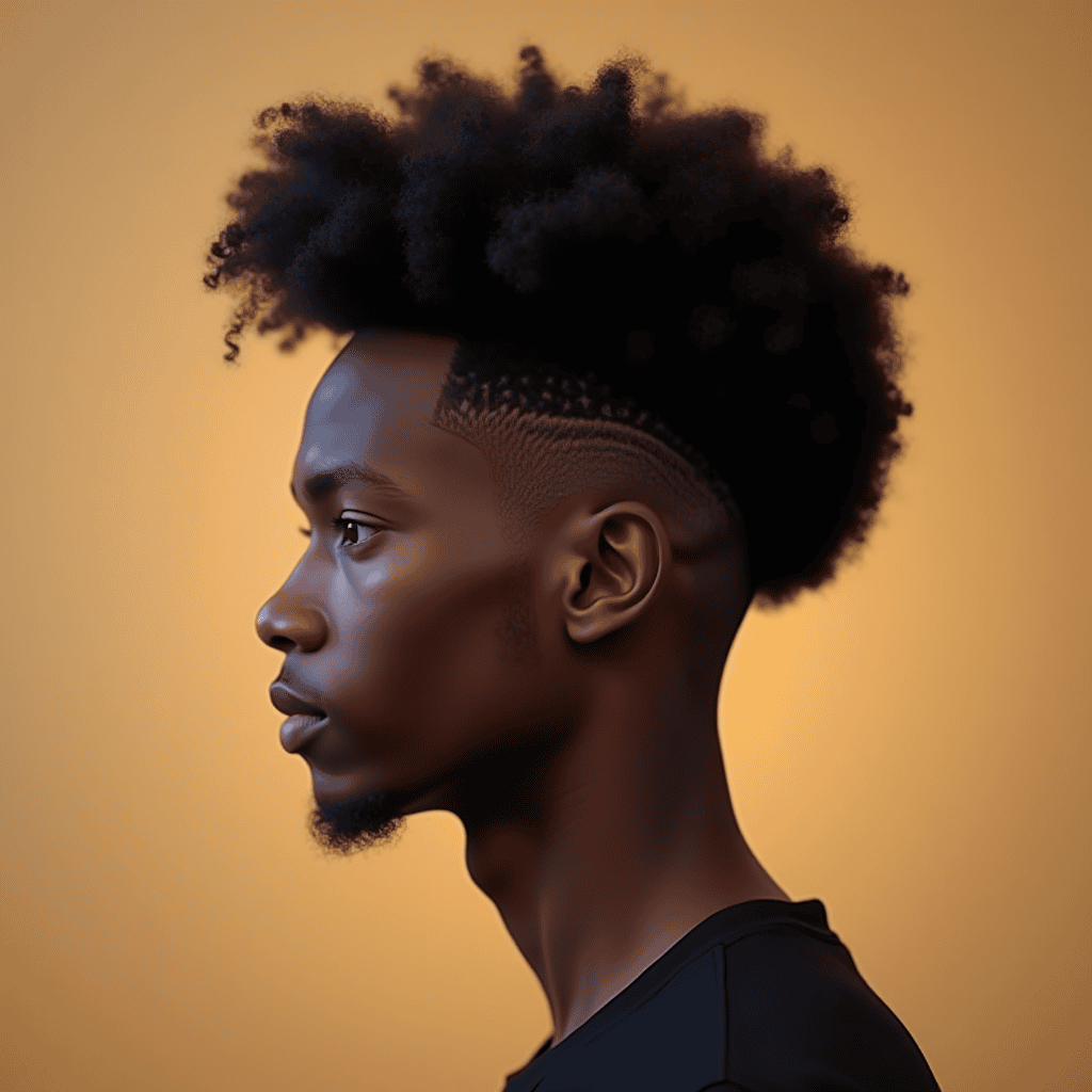 Afro Taper With Hard Part