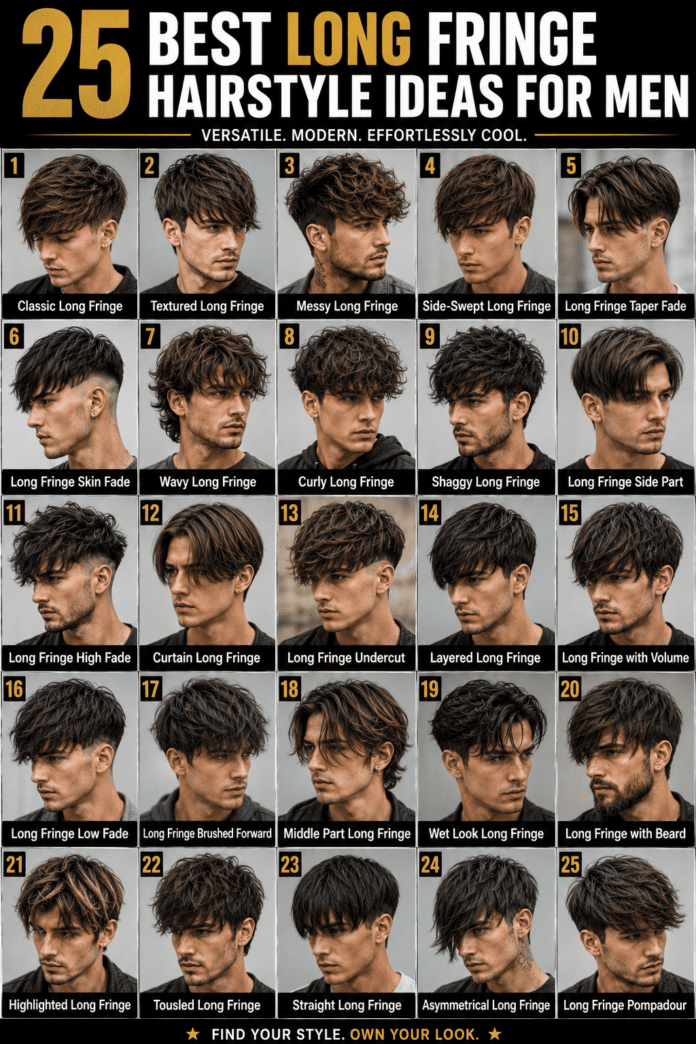 25 Best Long Fringe Hairstyle Ideas for Men